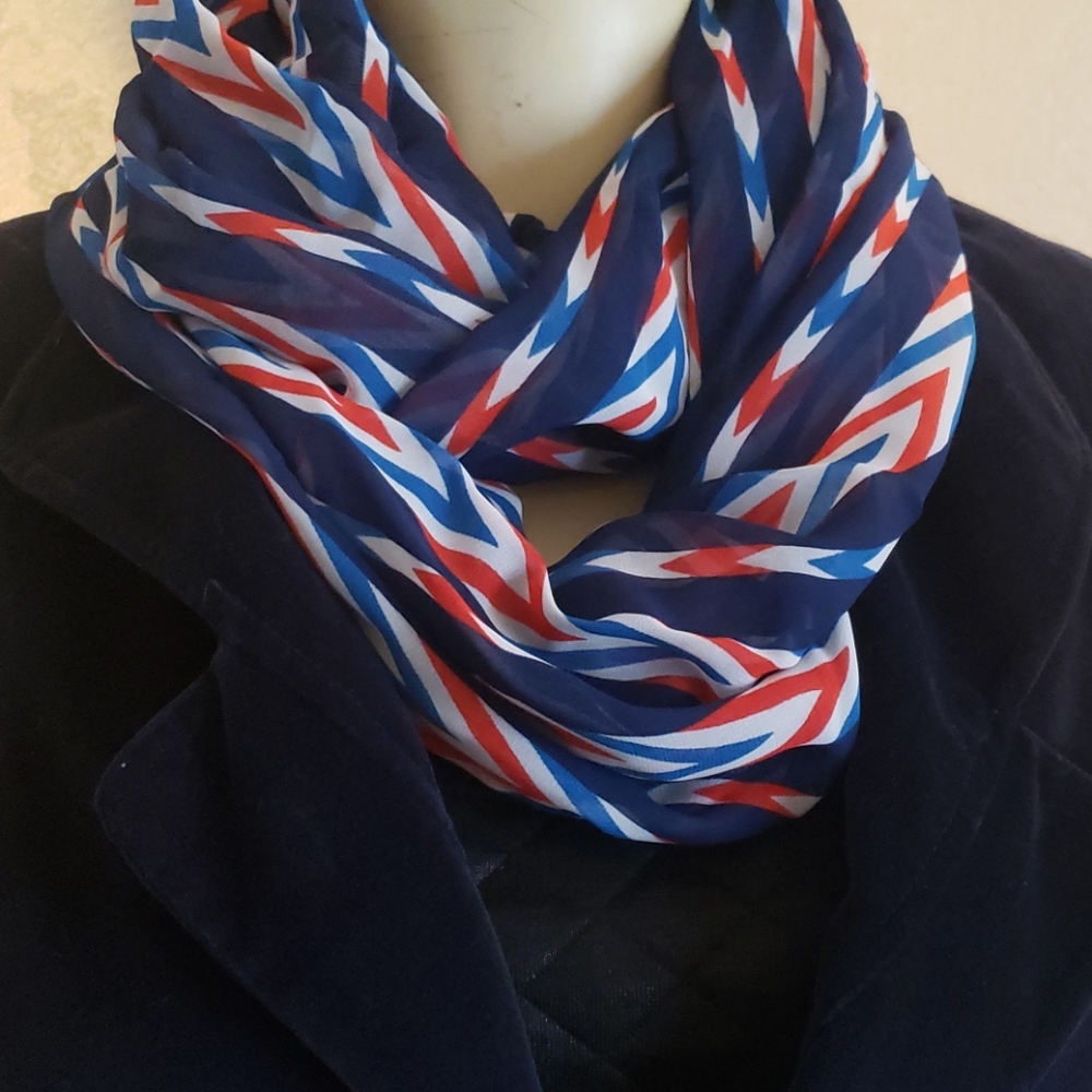 Red white & Blue infinity patriotic scarf 4th of july